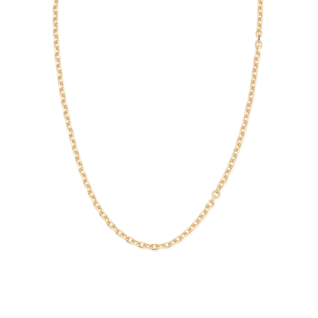 Close-up showcasing the ChloBo Anchor Chain necklace, demonstrating its gold plated finish and textured chain design.