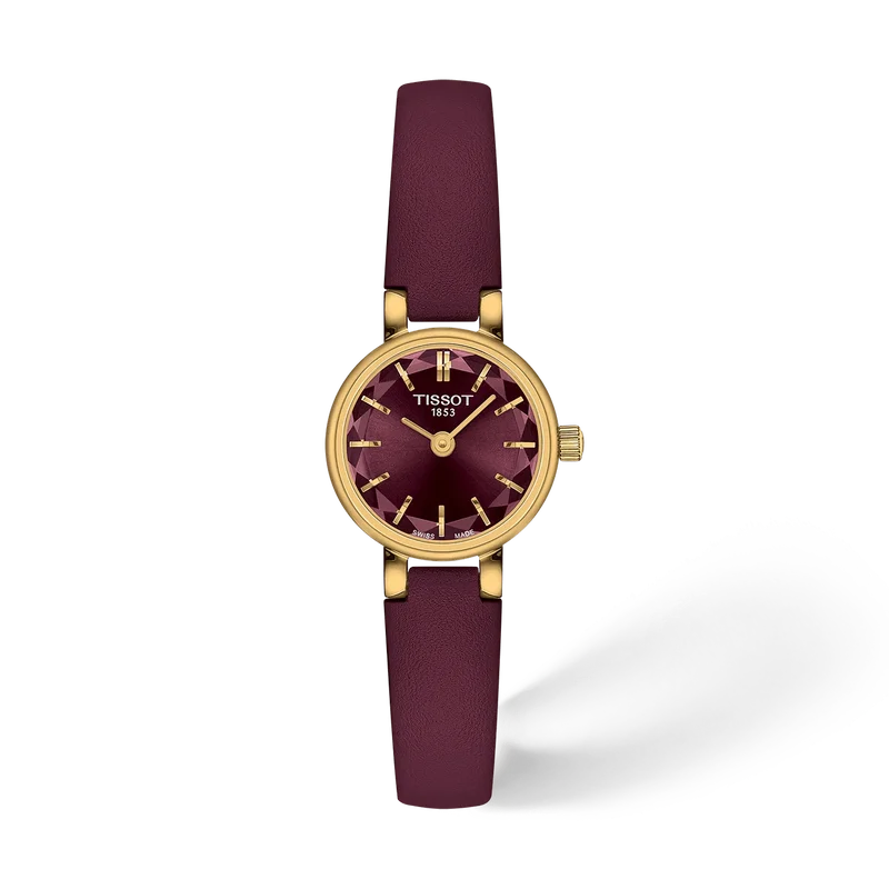Tissot Ladies Lovely Round Burgundy Strap Watch T1400093637100