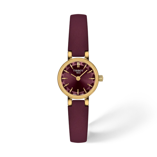 Tissot Ladies Lovely Round Burgundy Strap Watch T1400093637100