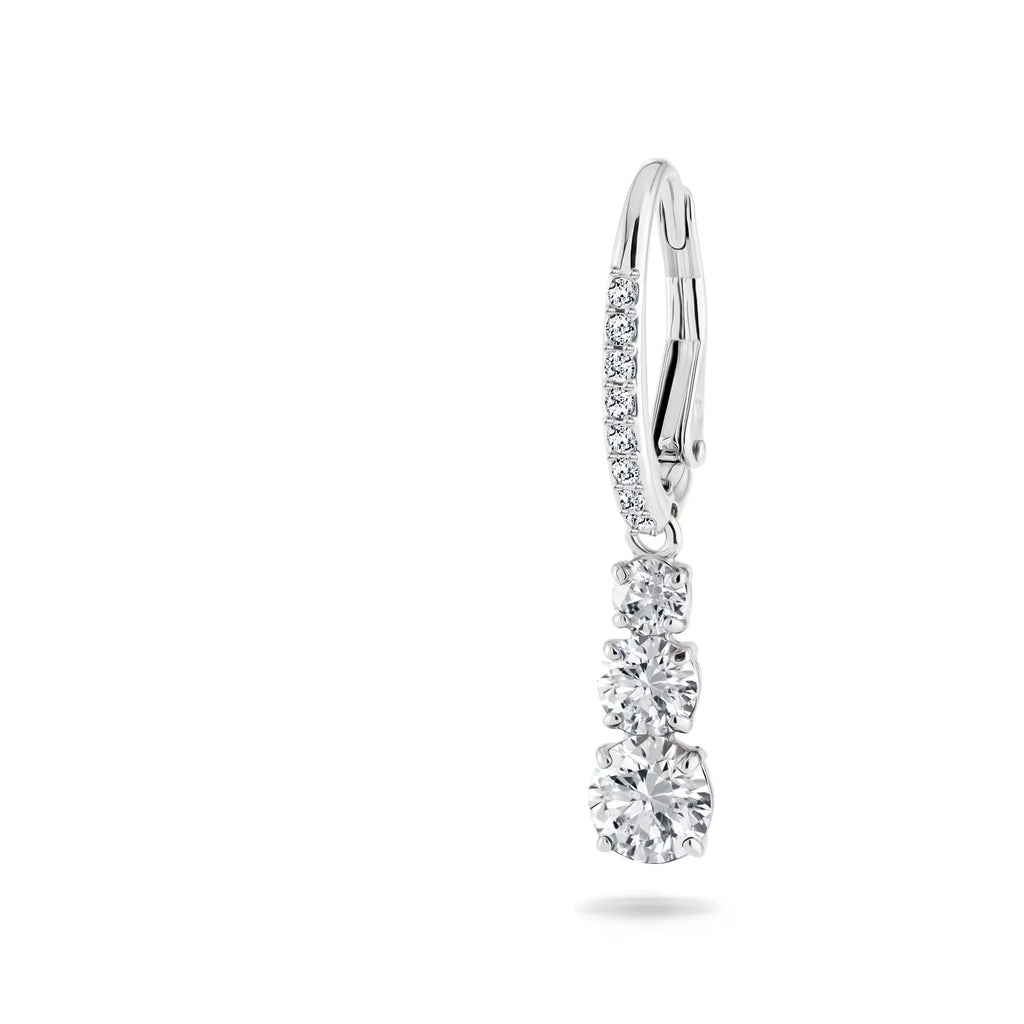 Swarovski Stilla Attract Trilogy Round Cut Zirconia Drop Earrings Rhodium Plated — view 3