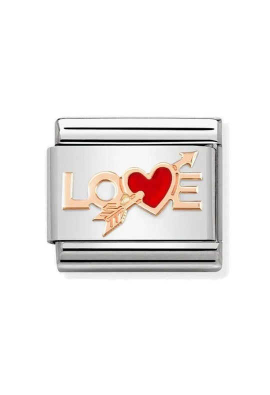 Nomination Composable Rose Gold LOVE HEART WITH ARROW Charm 430202/10*