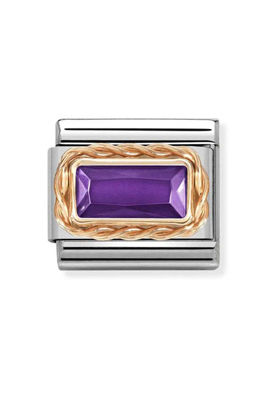 Nomination Composable Rose Gold Purple Baguette Charm *
