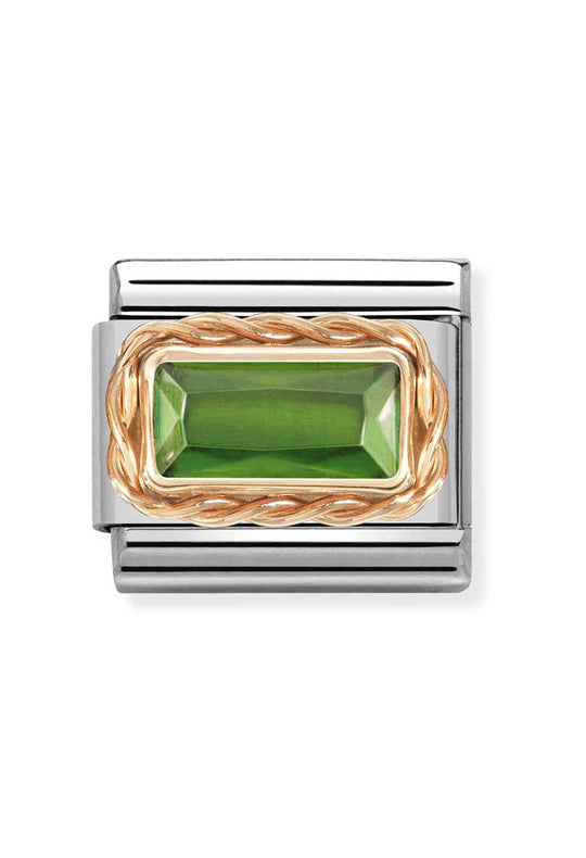 Nomination Composable Rose Gold Green Baguette Charm *