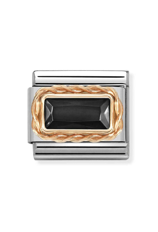 Nomination Composable Rose Gold Black Baguette Charm *