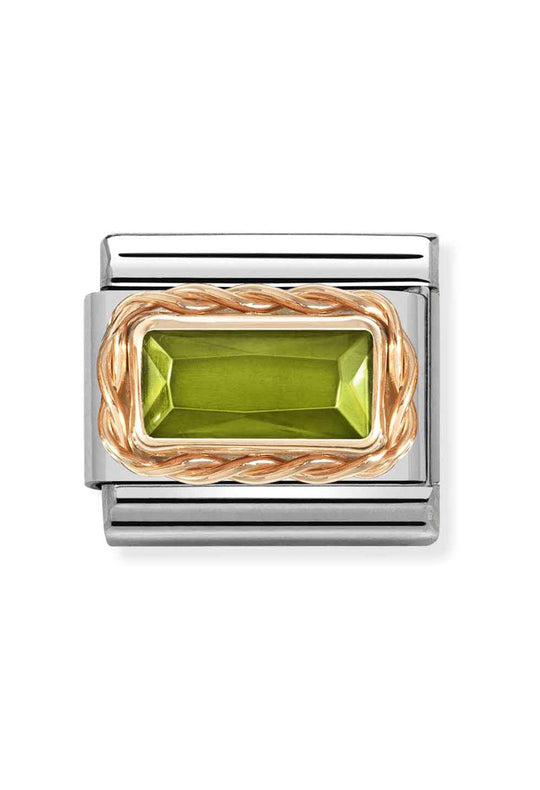 Nomination Composable Rose Gold Faceted Green Peridot Charm *