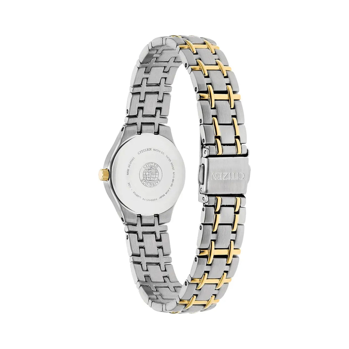 The Citizen Ladies Eco-Drive Silhouette watch, silver and gold stainless steel bracelet, from Citizen, at OD’s Jewellers in St Helens.
