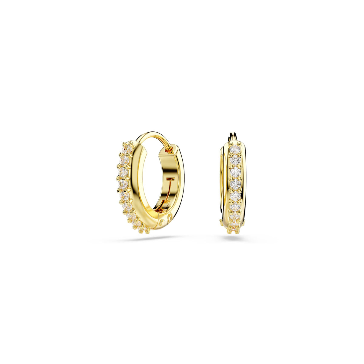 Swarovski Matrix Round Cut Zirconia Mini Hoop Earrings Gold Plated
