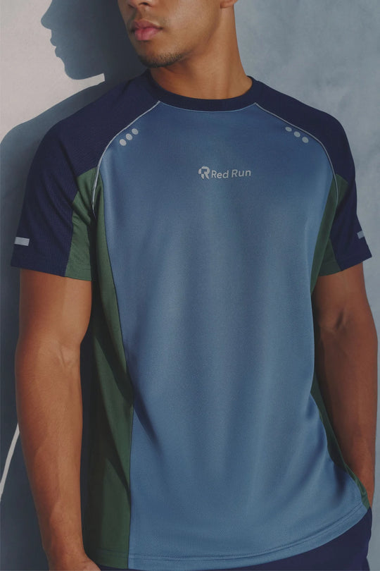 Mens Red Run Midnight Moss Khaki Technical Power Tee