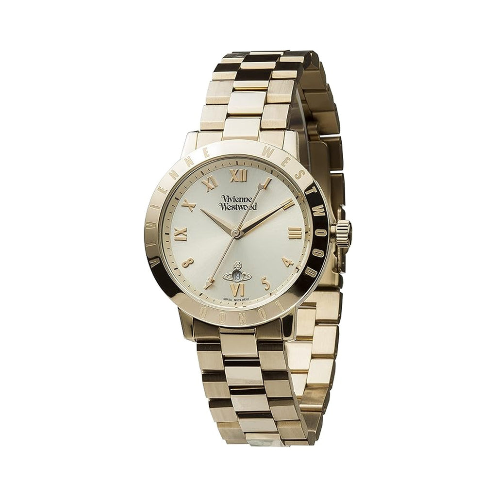 Vivienne Westwood Bloomsbury Bracelet Watch, a gold-plated bracelet watch from Vivienne Westwood, OD’s Jewellers in St Helens