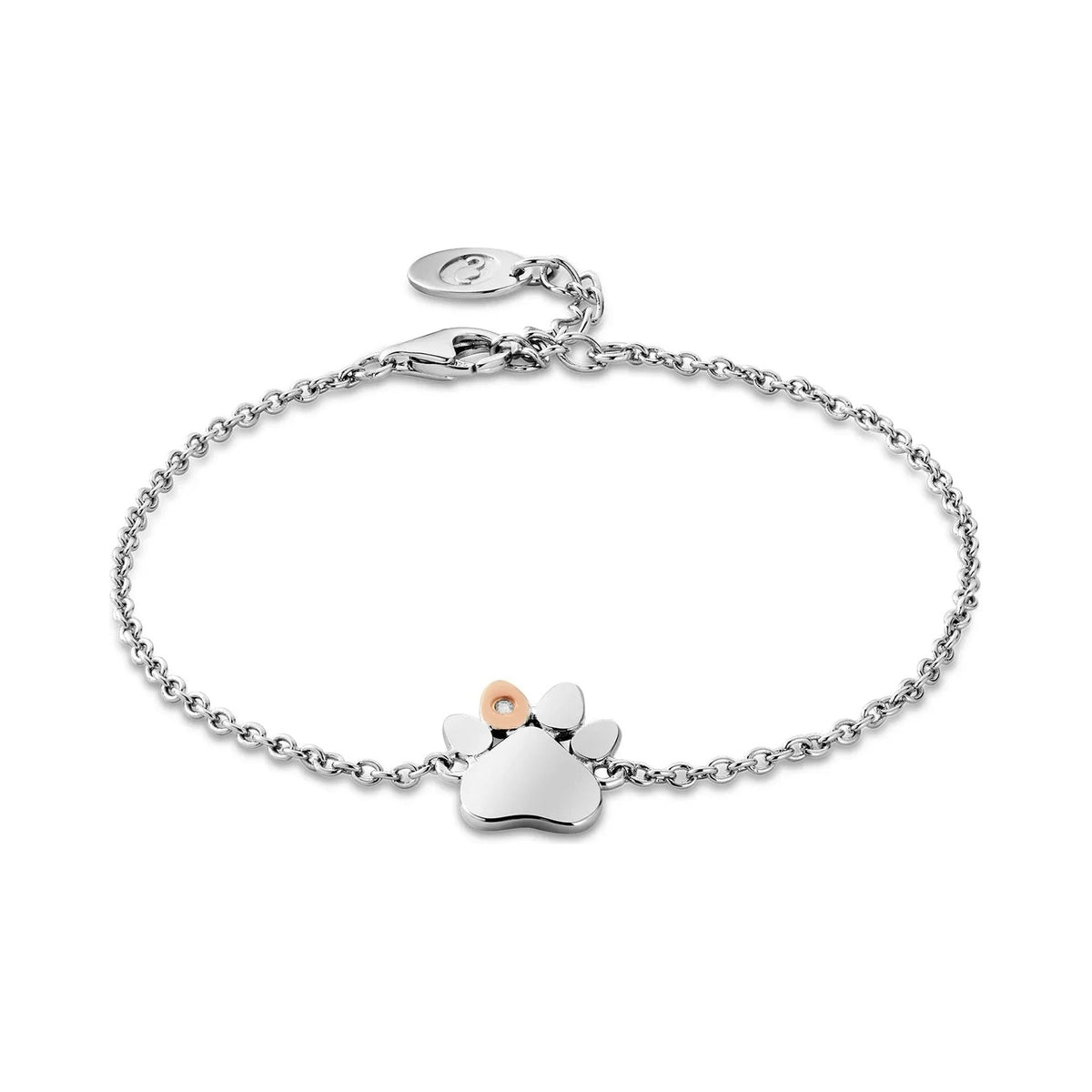 Clogau Paw Prints Single Paw With White Topaz Bracelet In Sterling Silver by Clogau