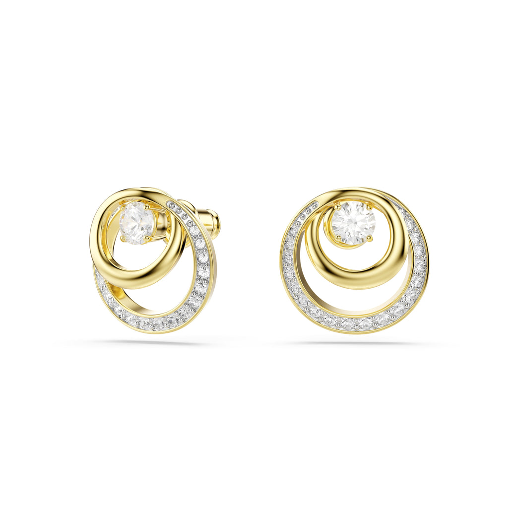 Swarovski Hyperbola Circles Stud Earrings With Dancing Stone — view 2