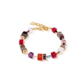 Gold-tone bracelet with colorful cube beads.
