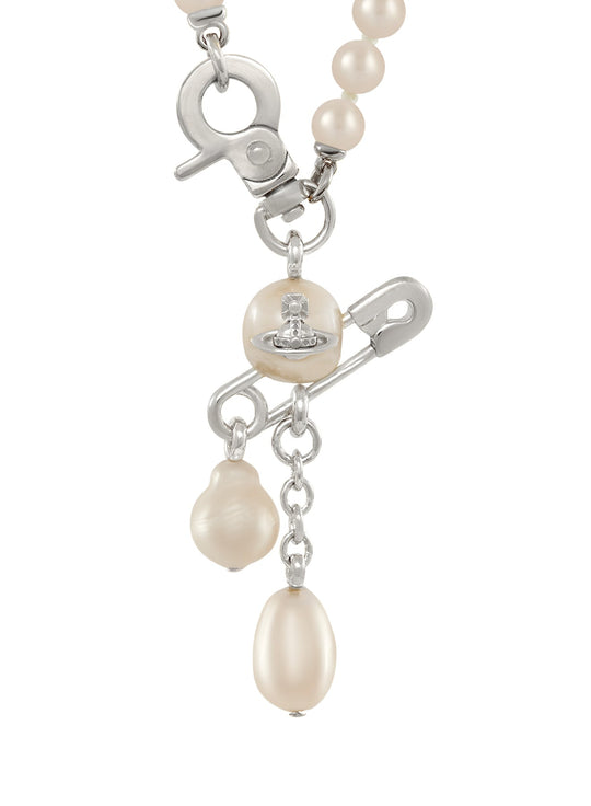 Vivienne Westwood Claude Small Pearl Necklace Platinum Plated
