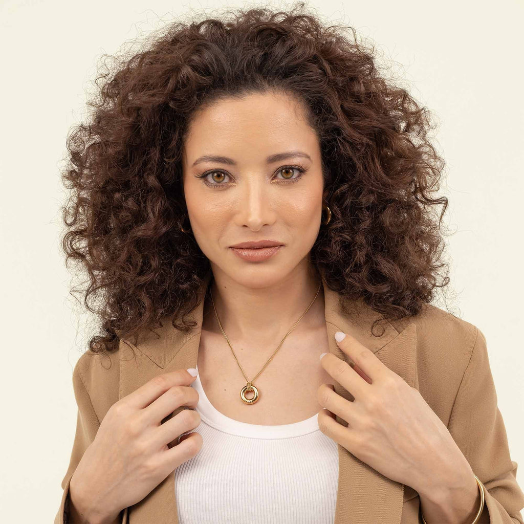 BOSS Live Rounded Circle Pendant in Gold Plated Stainless Steel by BOSS