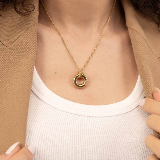 BOSS Live Rounded Circle Pendant in Gold Plated Stainless Steel by BOSS