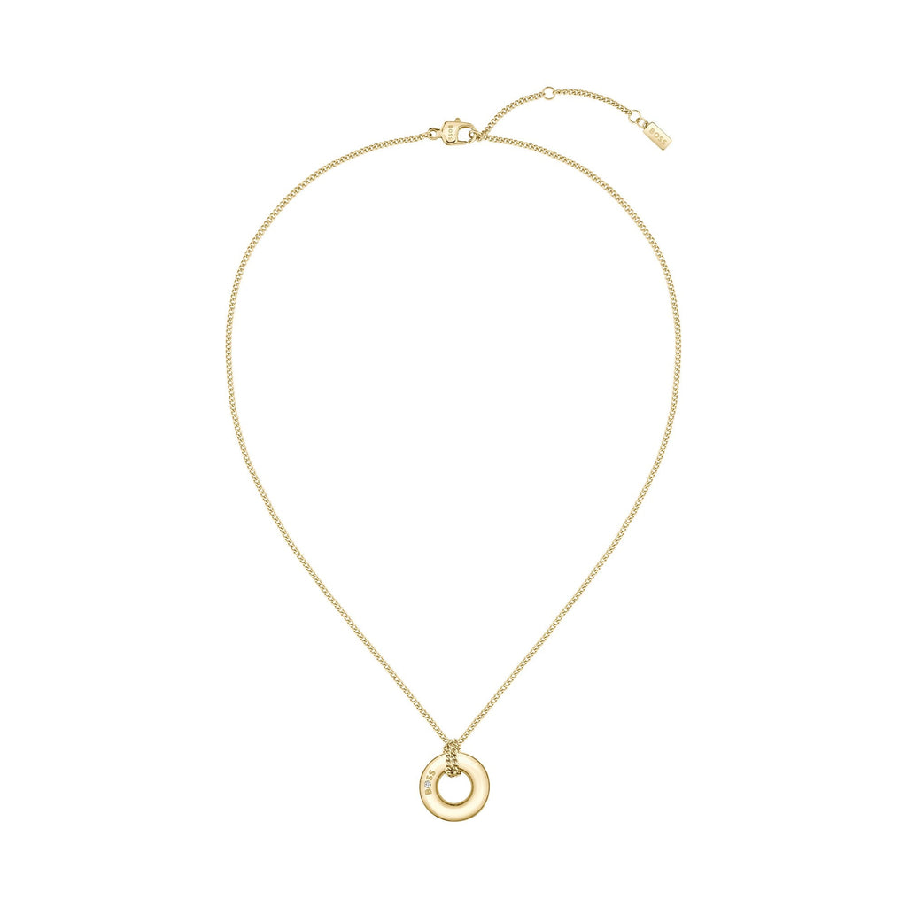 BOSS Live Rounded Circle Pendant in Gold Plated Stainless Steel by BOSS