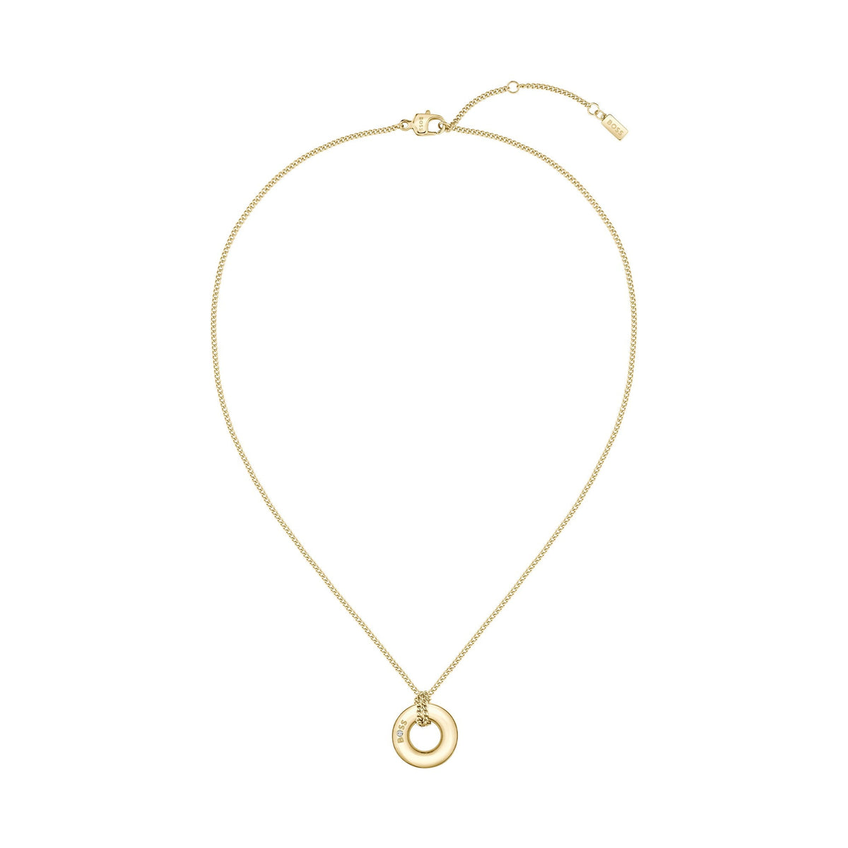 BOSS Live Rounded Circle Pendant in Gold Plated Stainless Steel by BOSS