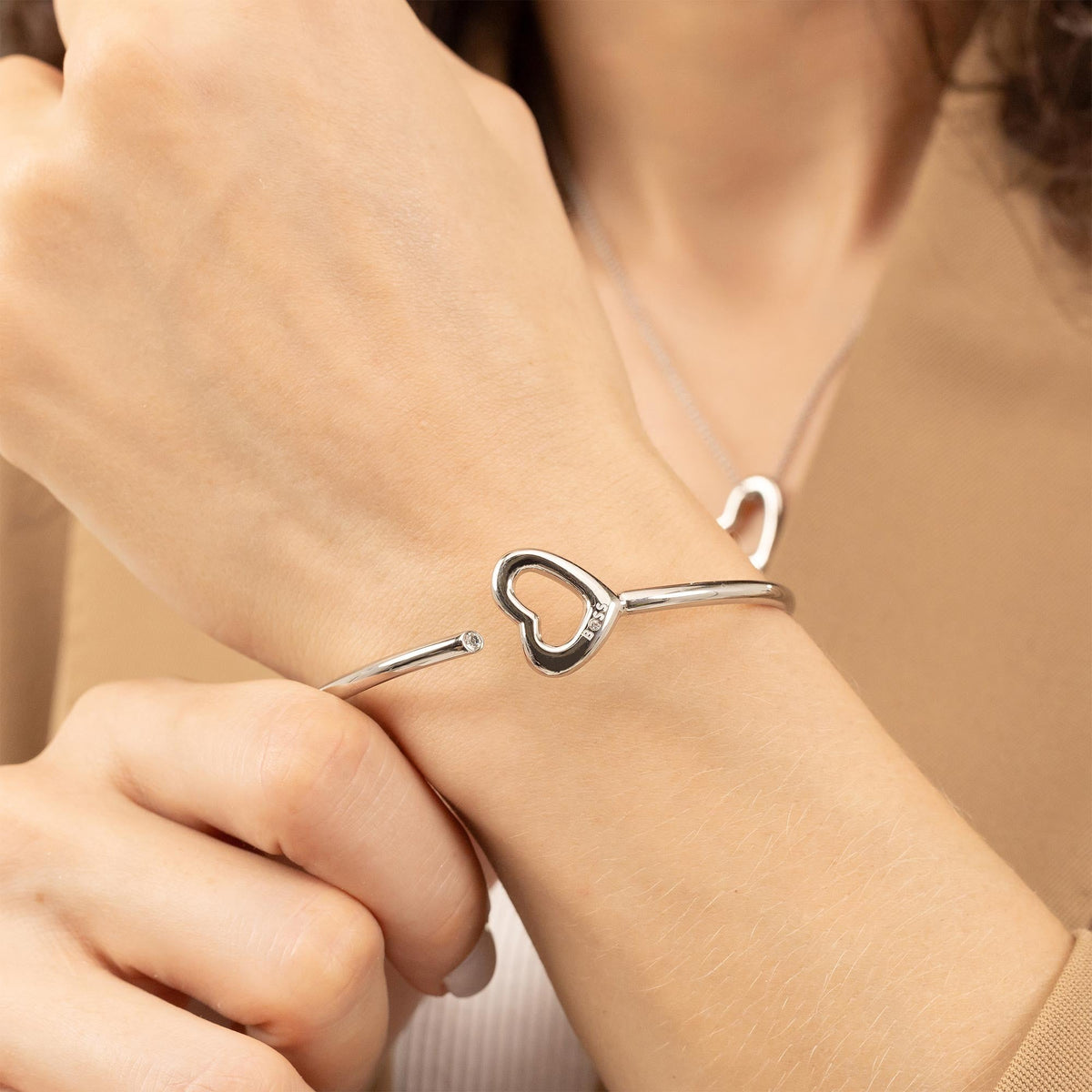 BOSS Ladies Honey Boundless Heart Bangle in Stainless Steel by BOSS