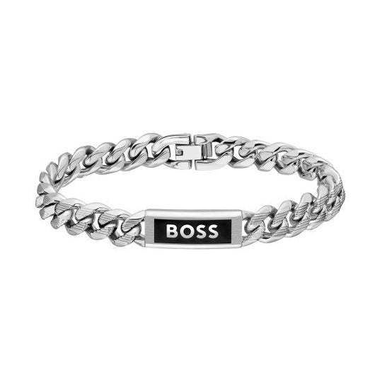 BOSS Mens Kassy Emblem ID Bracelet Stainless Steel