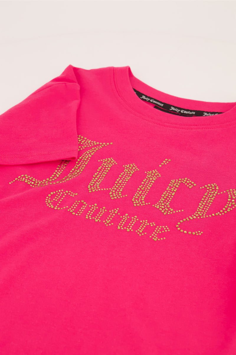 Girls Juicy Couture Pink Yarrow Luxe Diamante T Shirt – ODs Designer ...
