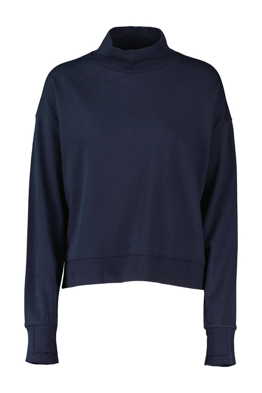 Women's Sweaty Betty After Class Funnel Neck Sweatshirt in Navy Blue