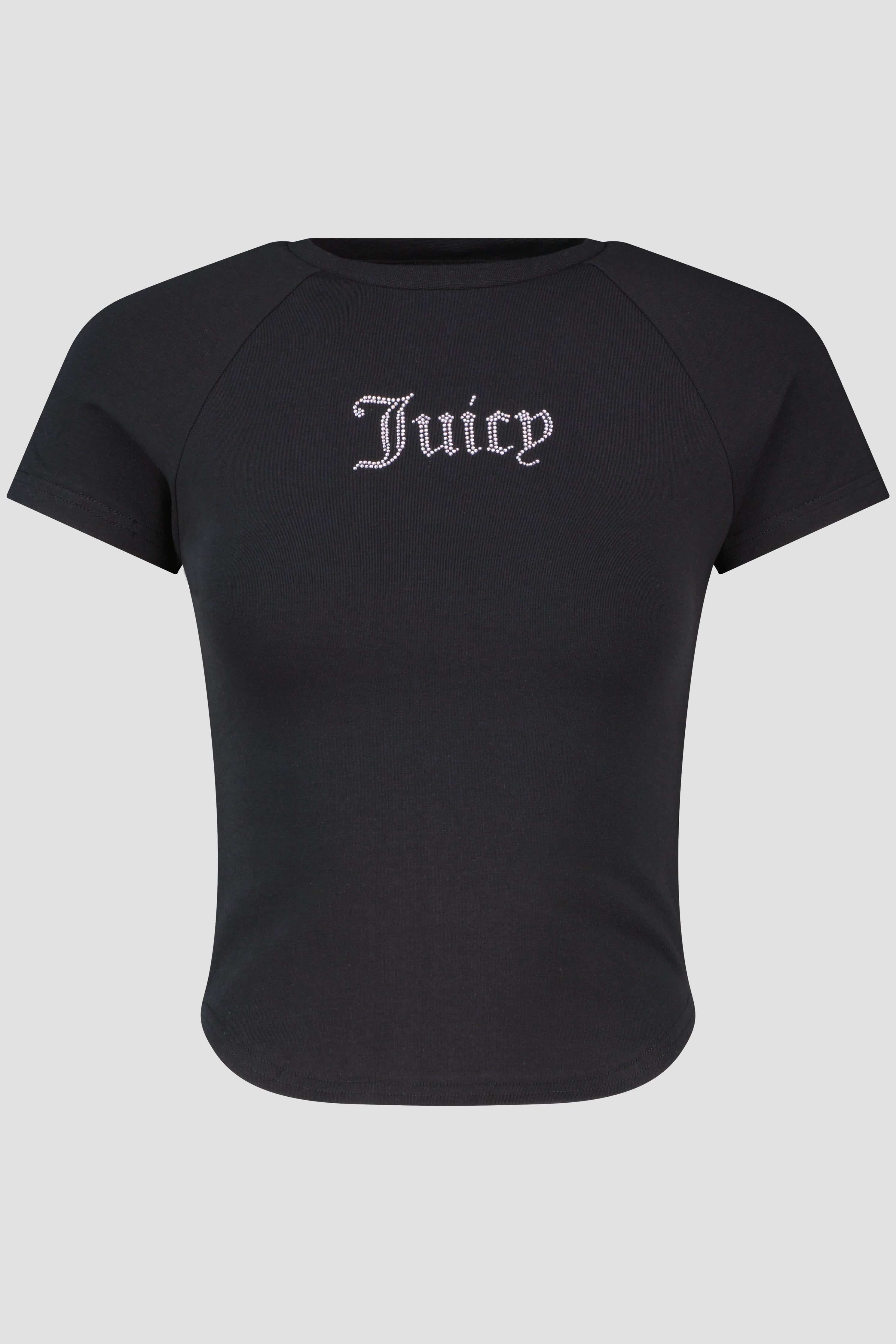Women's Juicy Couture Shrunken Diamante Black T Shirt