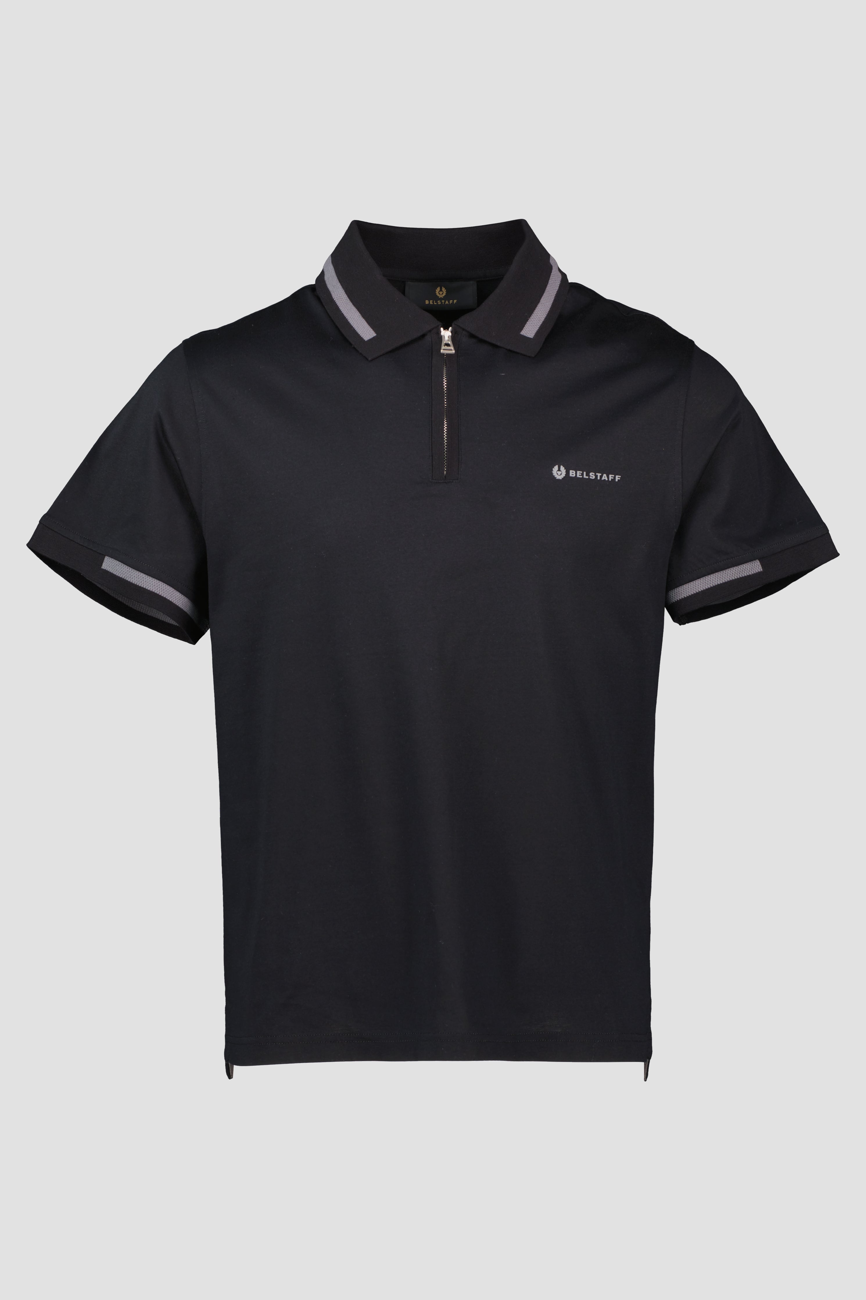 Men's Belstaff Black Graph Zip Polo Shirt