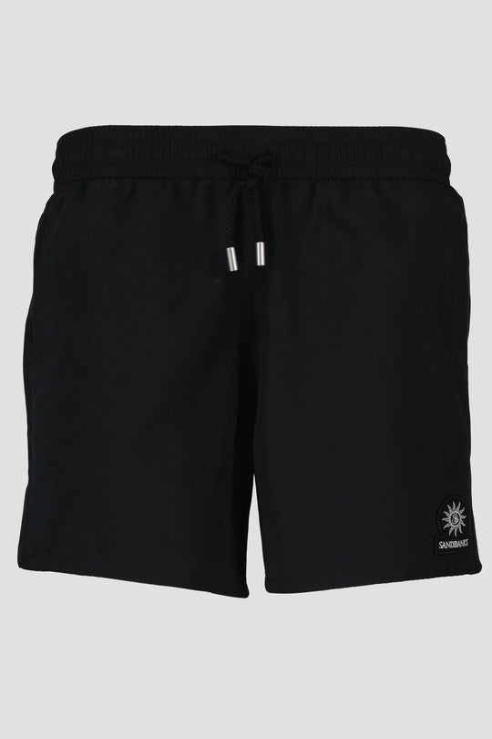 Men's Sandbanks Badge Logo Black Swim Shorts