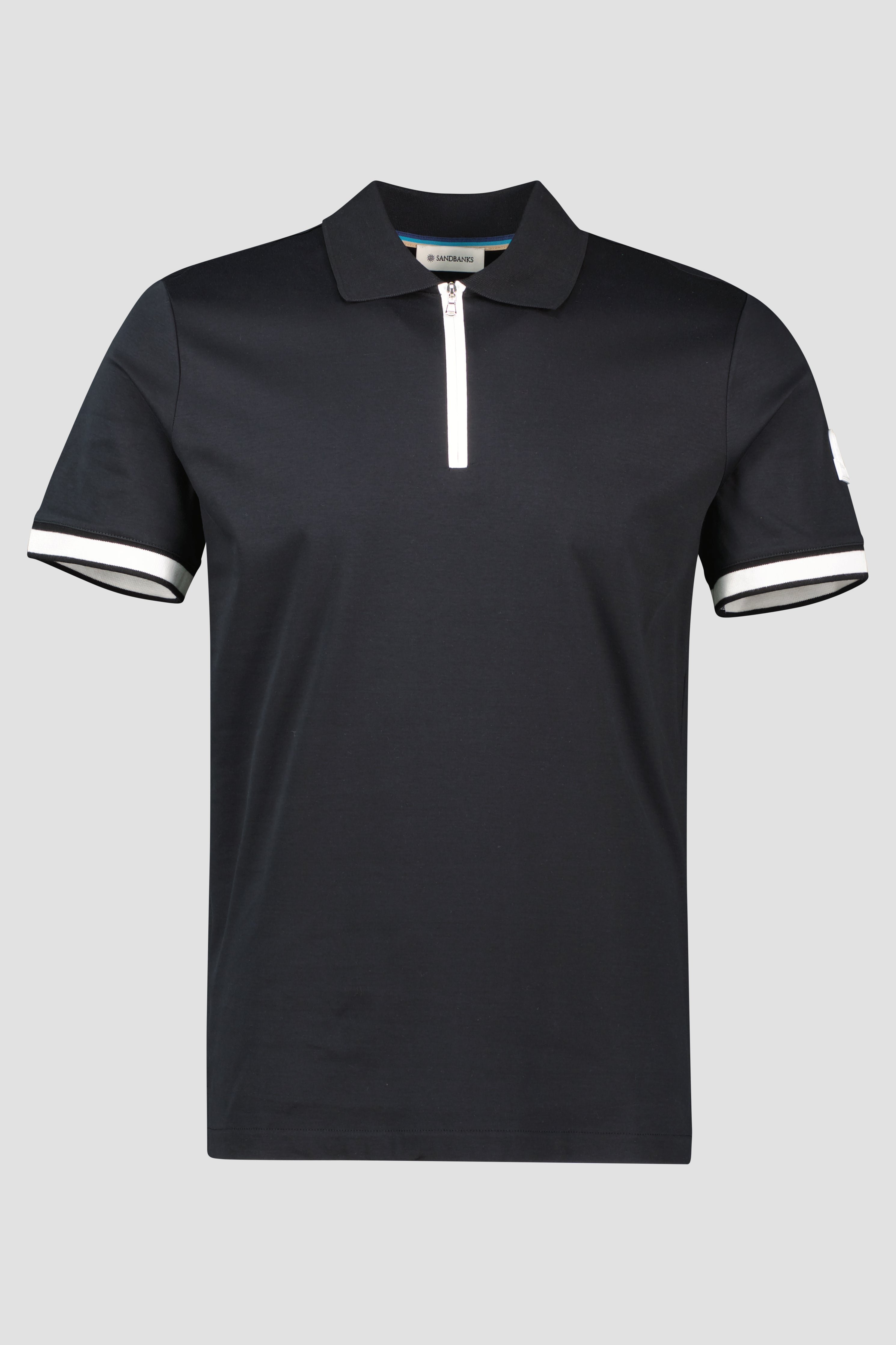 Men's Sandbanks Black Silicone Zip Polo Shirt