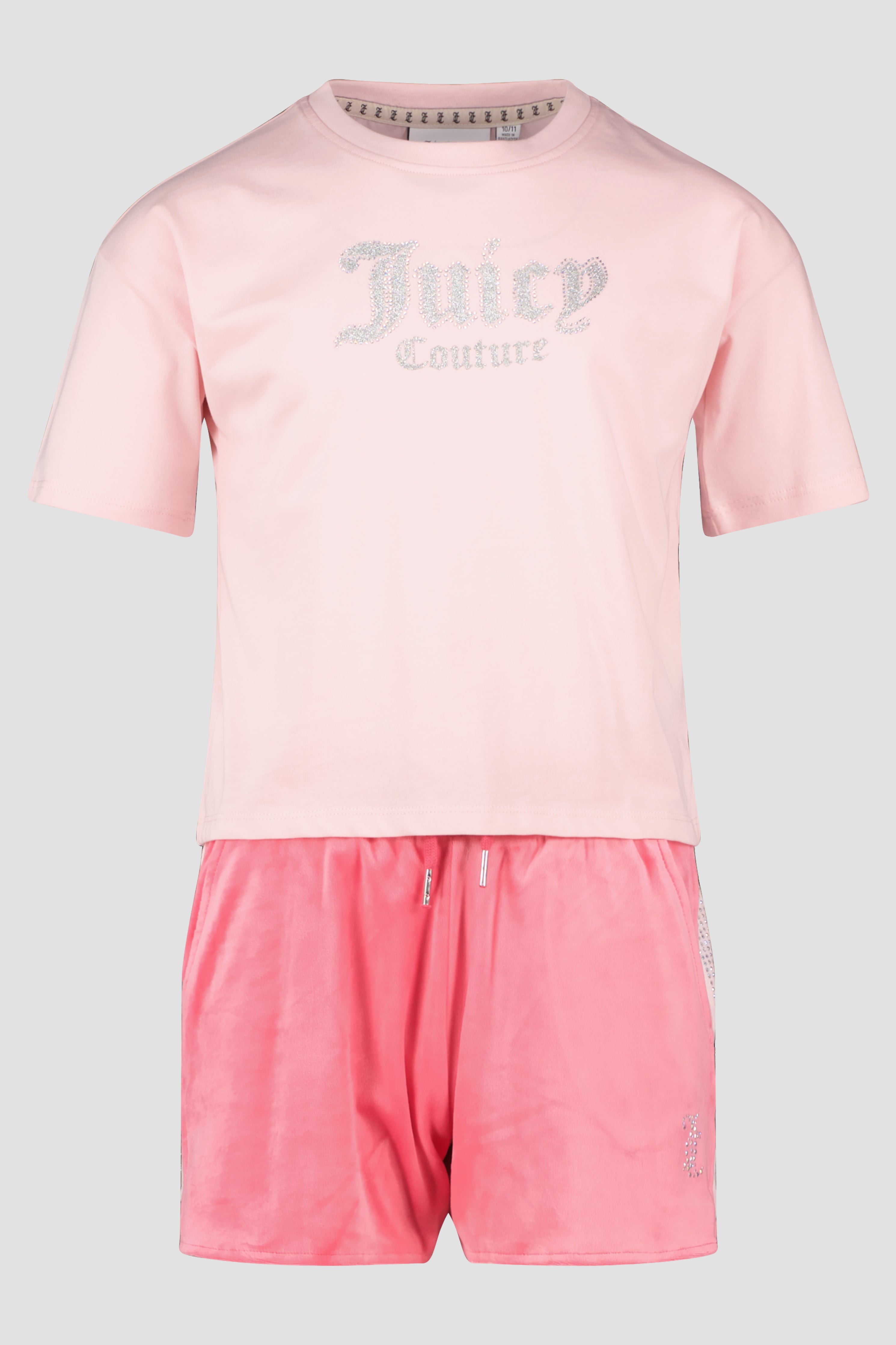 Girls Juicy Couture Pink Diamante T-Shirt & Runner Short Set