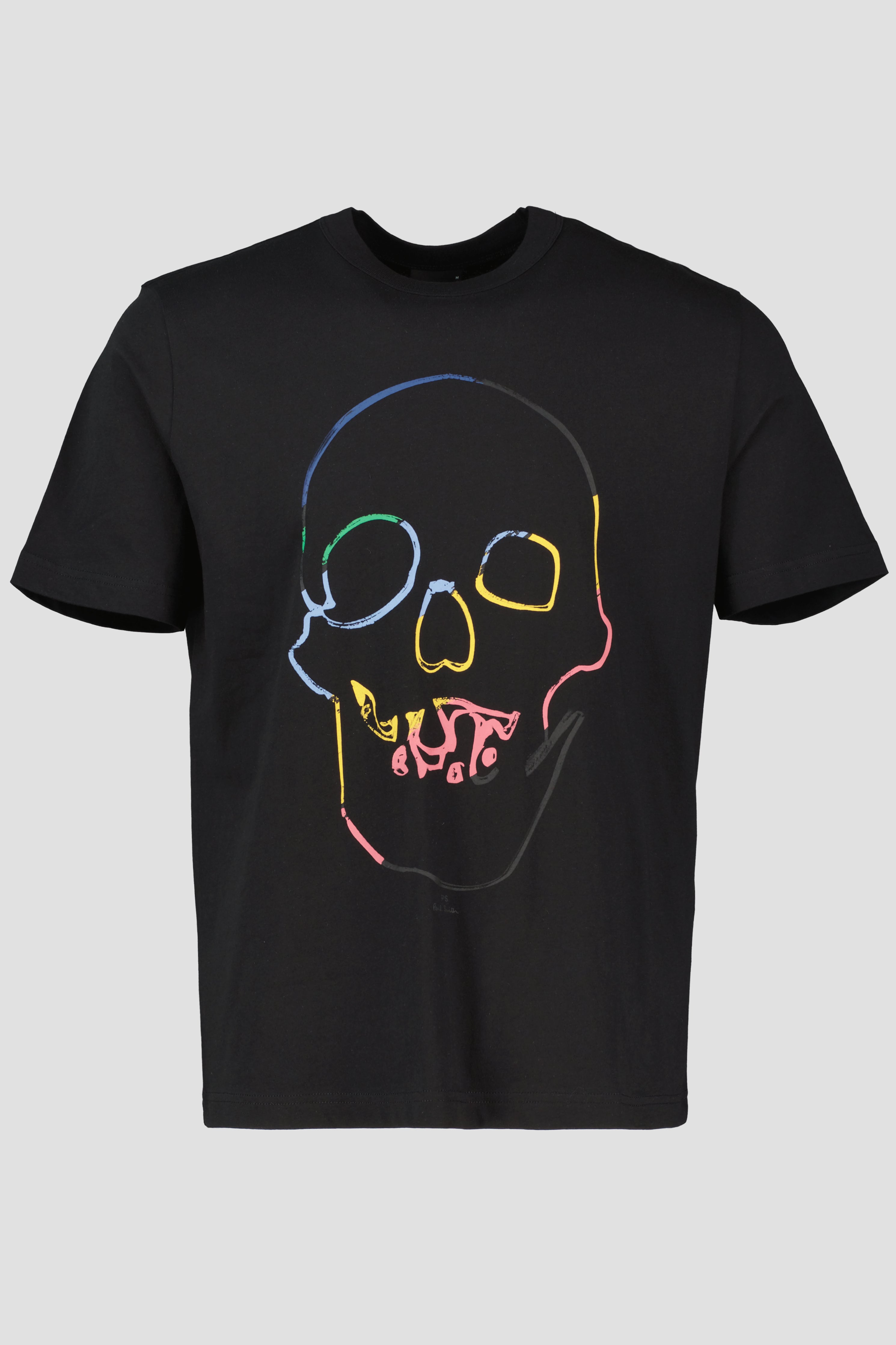 Men's Paul Smith Black Linear Graphic Skull Print Short Sleeve T Shirt