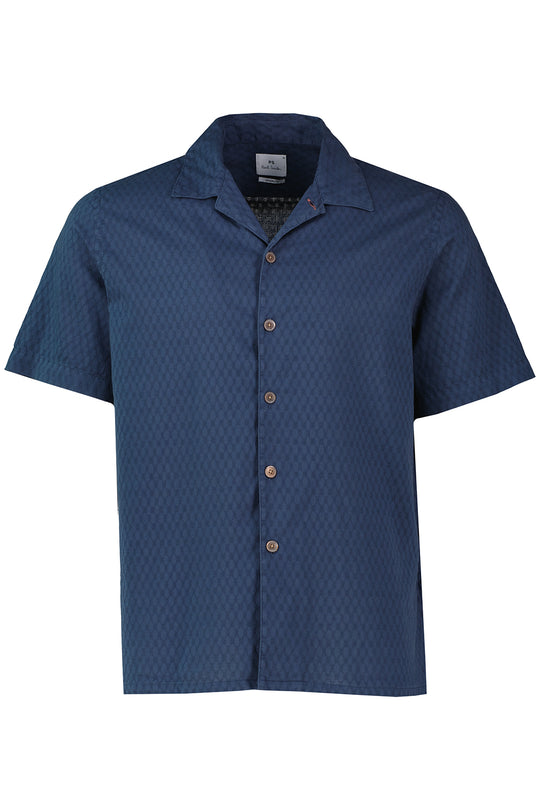 Men's Paul Smith Blue Textured Short Sleeve Shirt