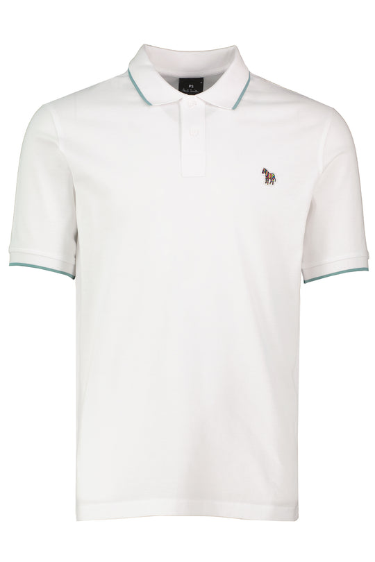 Men's Paul Smith White Trim Collar Zebra Polo Shirt