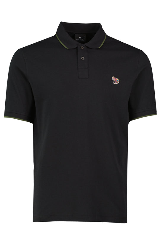 Men's Paul Smith Black Trim Collar Zebra Polo Shirt