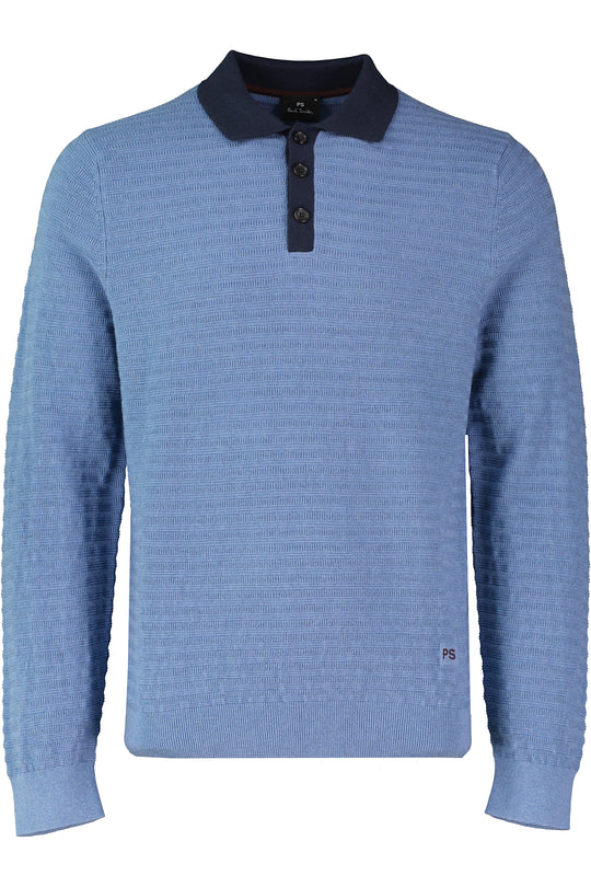 Men's Paul Smith Blue Knitted long Sleeve Polo