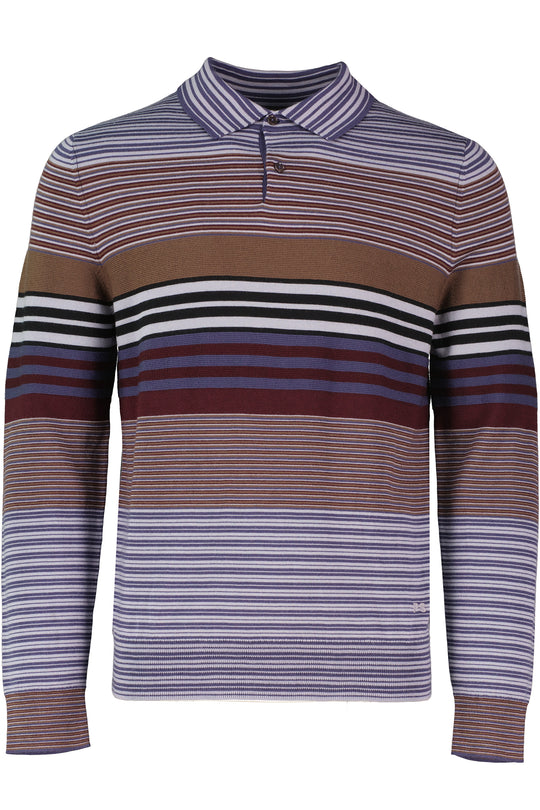 Men's Paul Smith Dark Violet Striped Knitted long Sleeve Polo