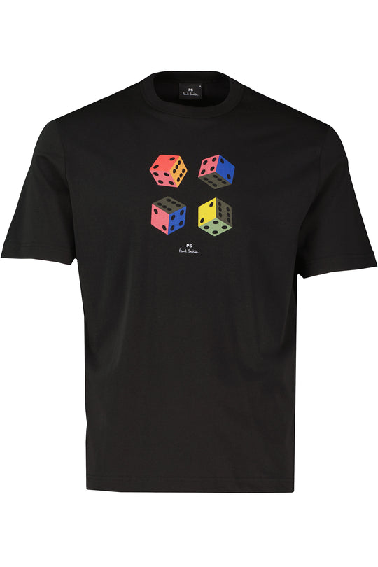 Mens Paul Smith Dice Print Black T Shirt