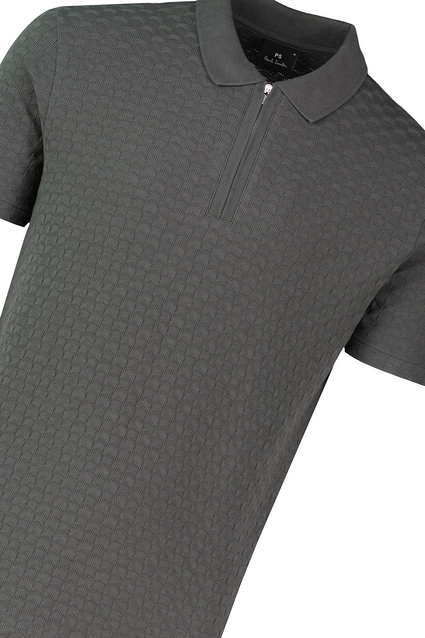 Mens Paul Smith REG FIT ZIP FRONT POLO Grey Polo Shirts - image 4
