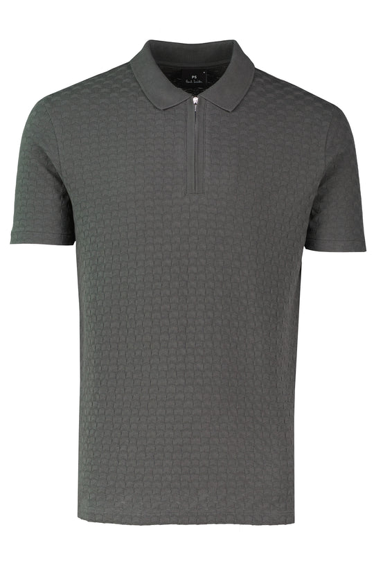 Mens Paul Smith REG FIT ZIP FRONT POLO Grey Polo Shirts