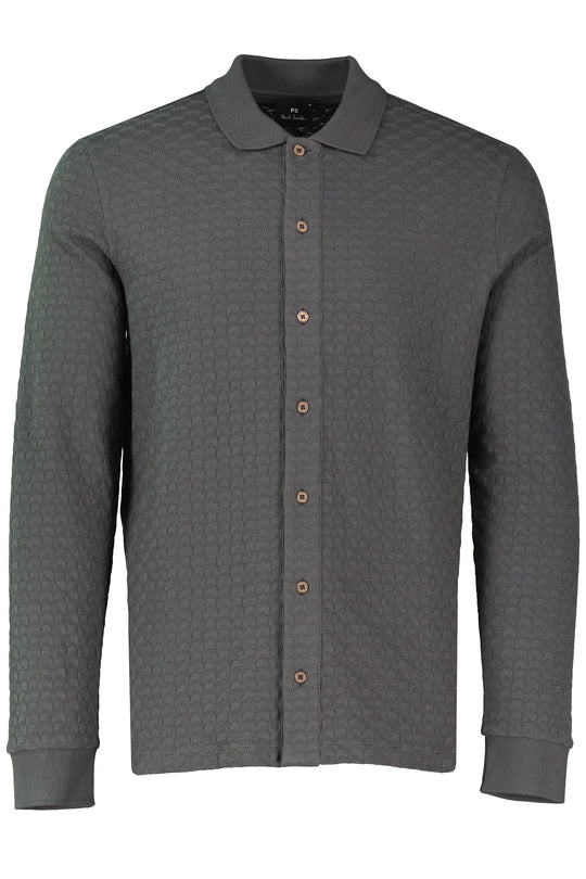 Mens Paul Smith Long Sleeve Full Button Up Grey Polo Shirt