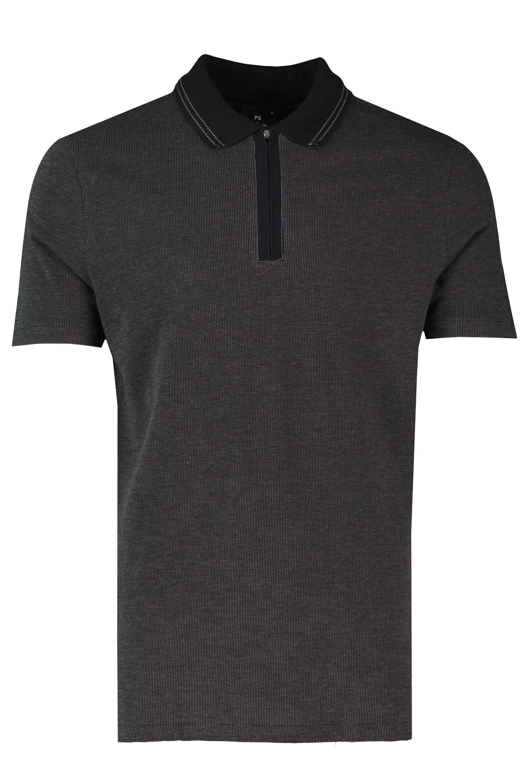 Mens Paul Smith Black Regular Fit Zip Polo Shirt