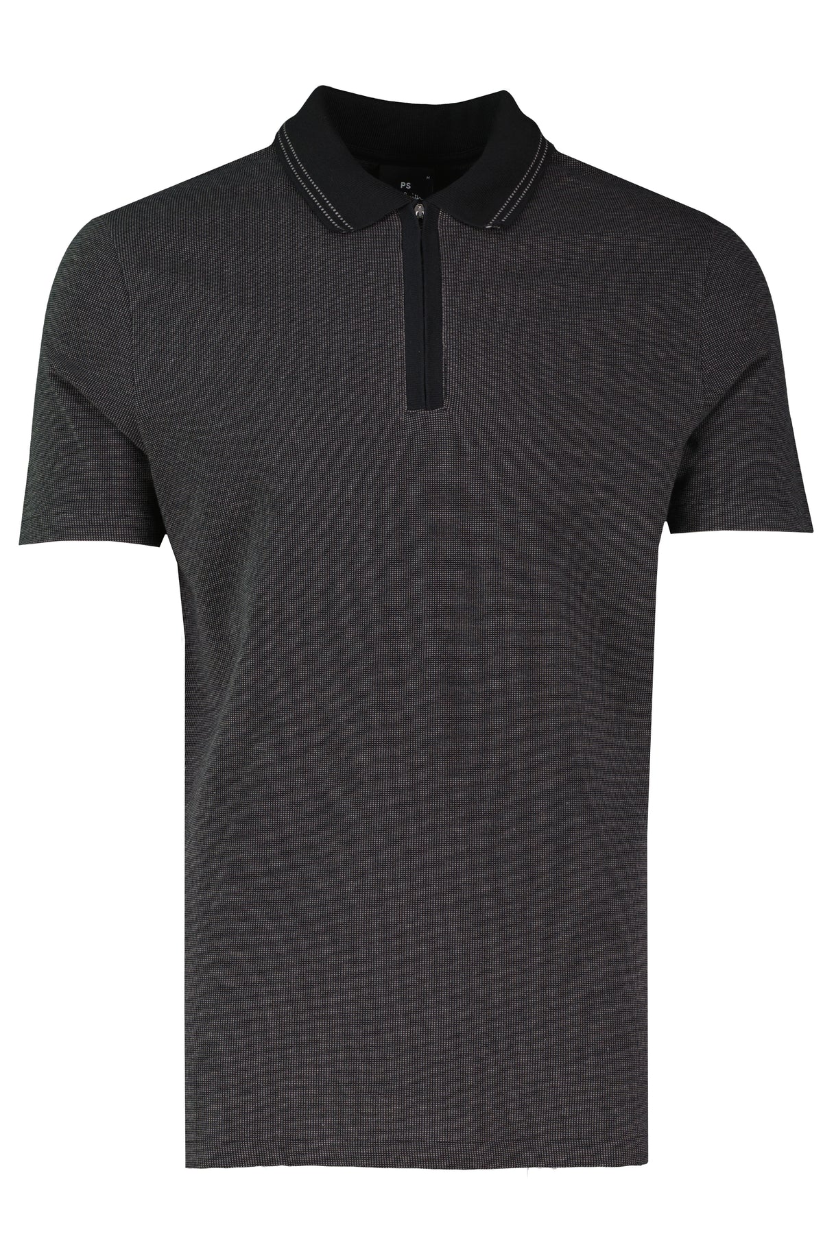 Mens Paul Smith Black Regular Fit Zip Polo Shirt