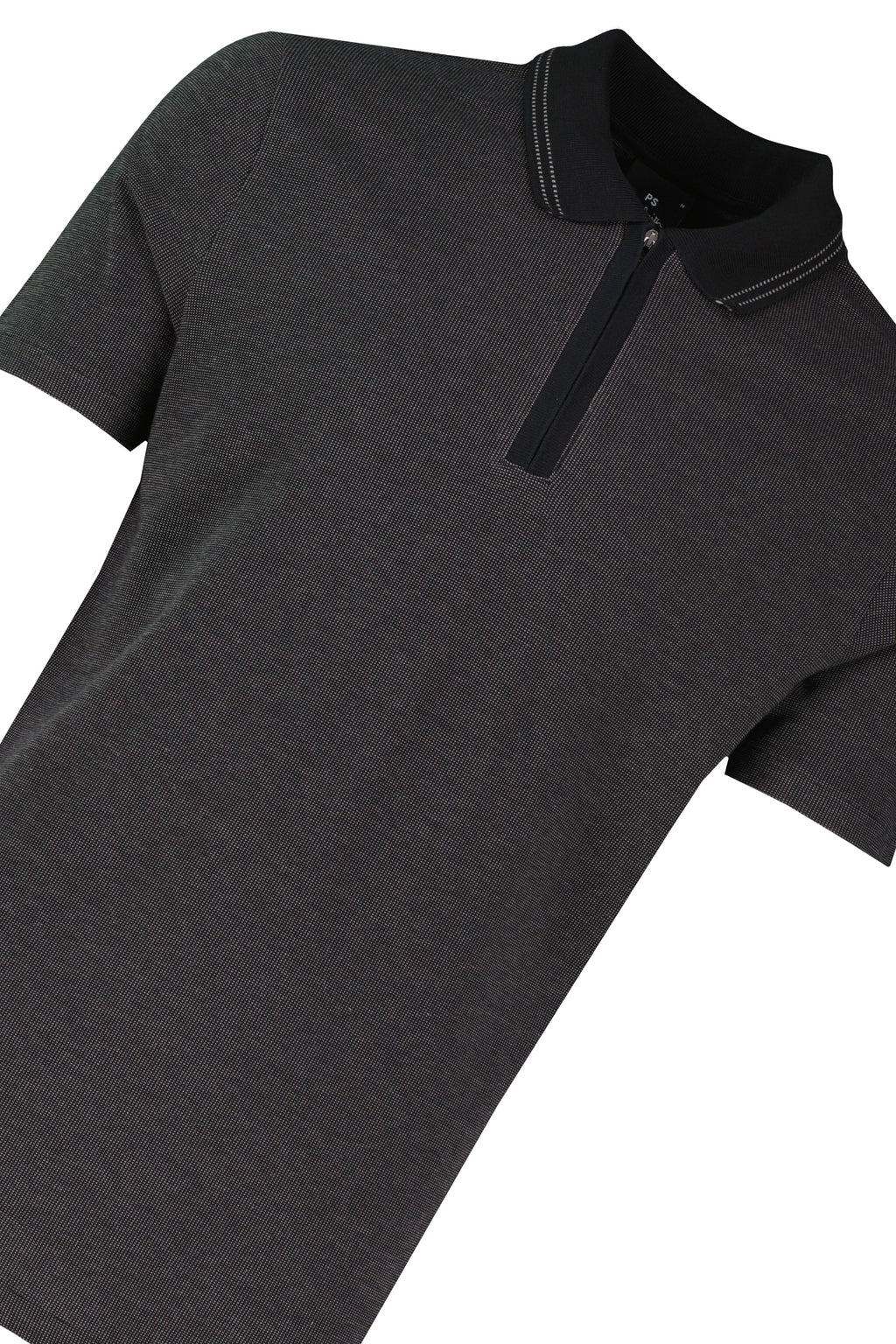 Mens Paul Smith Black Regular Fit Zip Polo Shirt