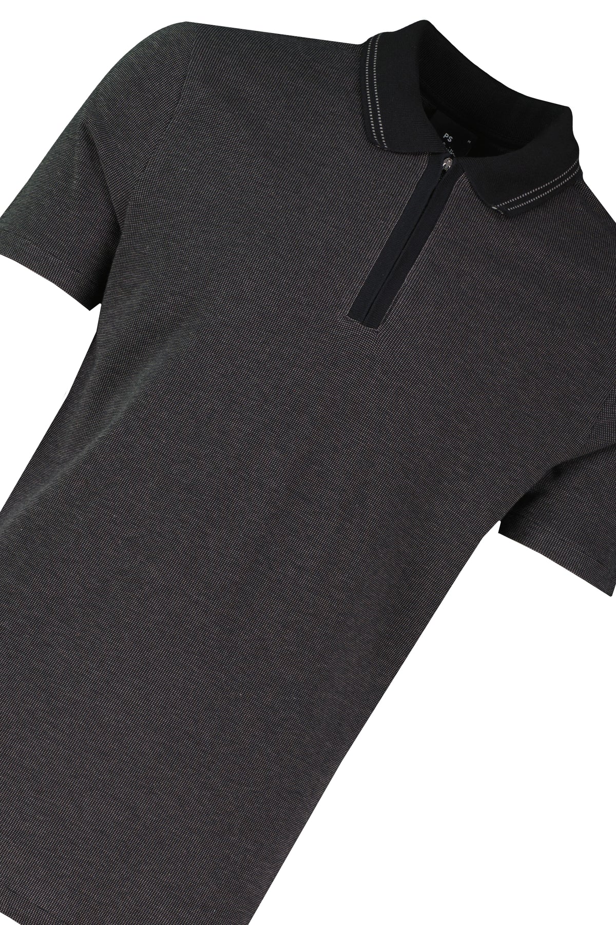 Mens Paul Smith Black Regular Fit Zip Polo Shirt