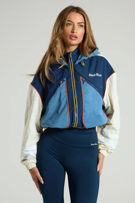 Women's Red Run Nylon Track Jacket & Flared Legging Set