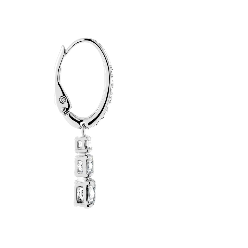 Swarovski Stilla Attract Trilogy Round Cut Zirconia Drop Earrings Rhodium Plated — view 4
