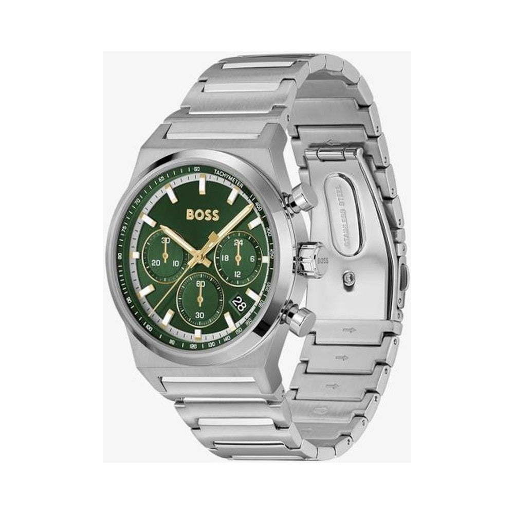 BOSS Mens Candor Chronograph Green Dial Bracelet Watch Stainless Steel by BOSS