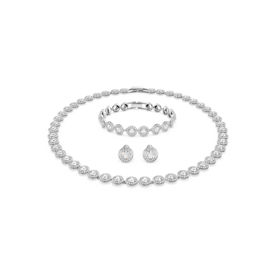 Swarovski Una Angelic Necklace, Bracelet and Earrings Set Rhodium Plated