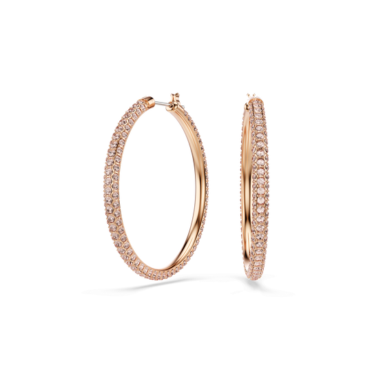 Swarovski Dextera Large Pavé Crystal Hoop Earrings Rhodium Plated