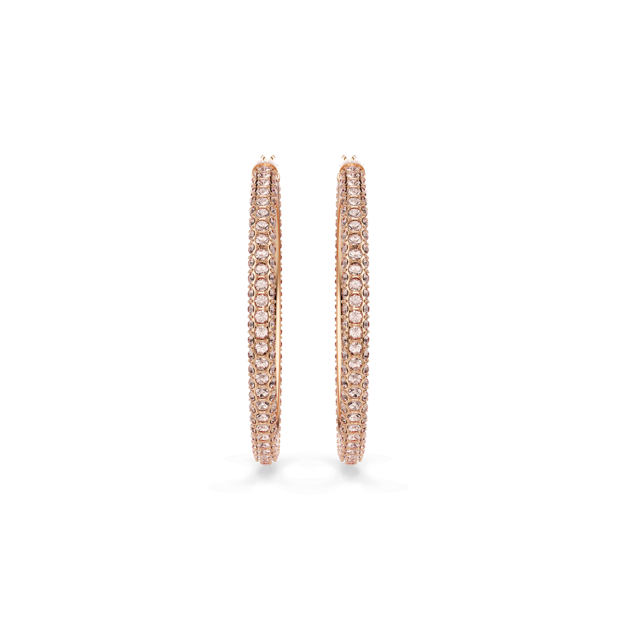 Swarovski Dextera Large Pavé Crystal Hoop Earrings Rhodium Plated — view 2
